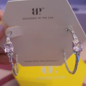 Ultra Rare Unicorn Lavender Topz Cubic Zirconia .925 Sterling Silver hoops.